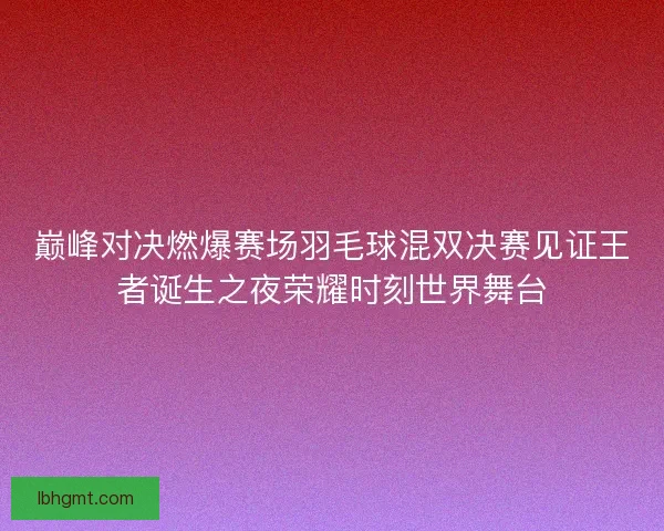 巅峰对决燃爆赛场羽毛球混双决赛见证王者诞生之夜荣耀时刻世界舞台